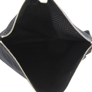 エルメス フラットヨッティング GM シェヴロン アバカ ポーチ コットン ブラック 黒 0195【中古】HERMES