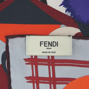 美品 フェンディ モンスター グレー パープル オレンジ スカーフ 0202【中古】FENDI