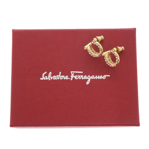 美品 サルヴァトーレフェラガモ ガンチーニ 3D 真鍮 クリスタル ゴールド ピアス 0218【中古】Salvatore Ferragamo