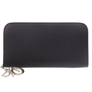 美品 クリスチャンディオール DIORISSIMO ラウンドファスナー レザー ブラック/ピンク 長財布 黒 0232【中古】Christian Dior