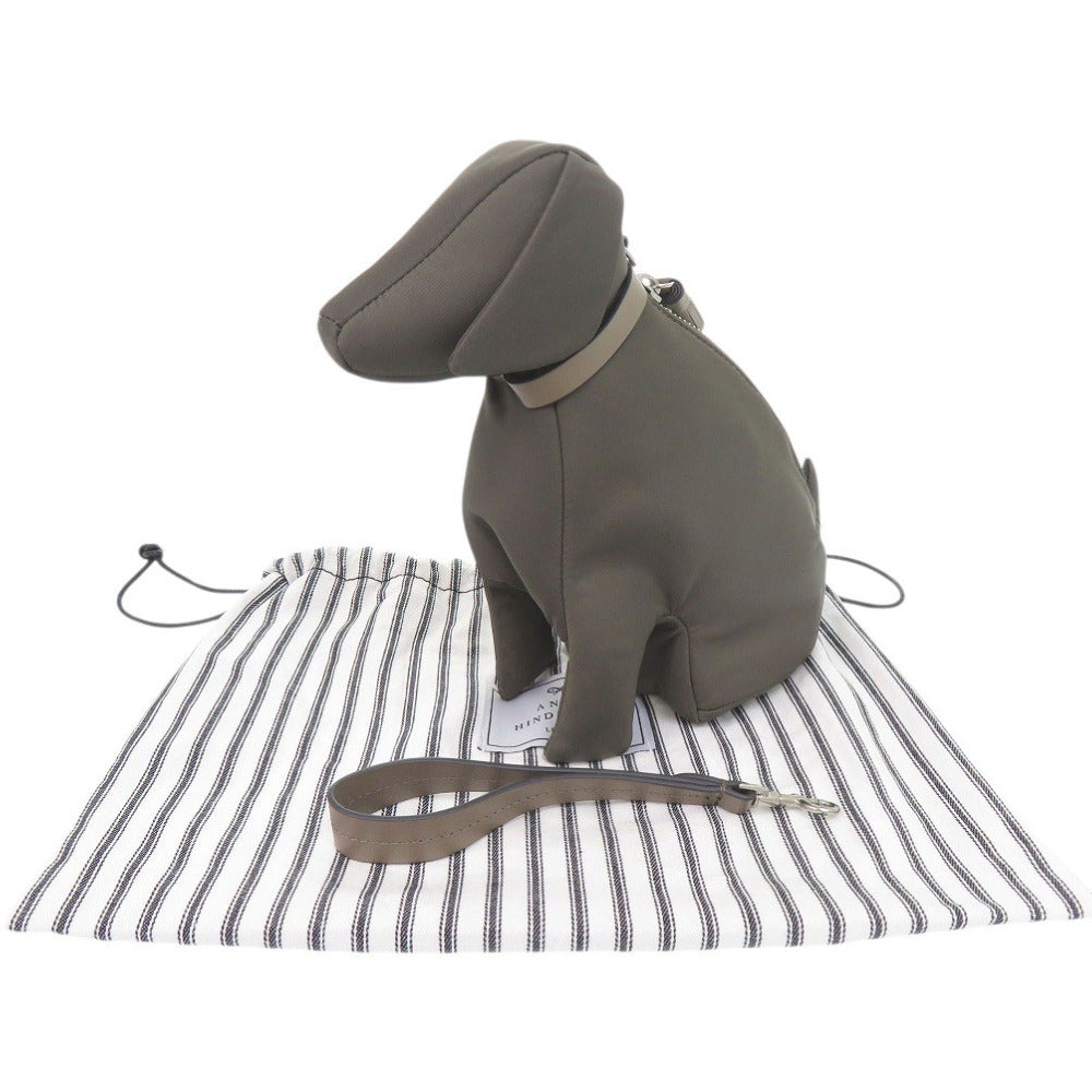 美品 アニヤ ハインドマーチ DOG 犬 ナイロン/レザー グレー ポーチ 0238【中古】Anya Hindmarch