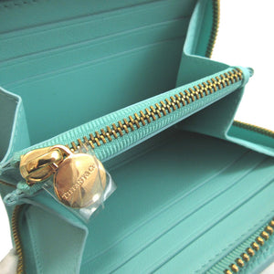 未使用 ティファニー レクタンギュラー レザー ブルー 青 コインケース 財布 0242【中古】TIFFANY