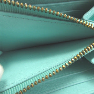未使用 ティファニー レクタンギュラー レザー ブルー 青 コインケース 財布 0242【中古】TIFFANY