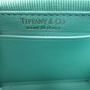 未使用 ティファニー レクタンギュラー レザー ブルー 青 コインケース 財布 0242【中古】TIFFANY