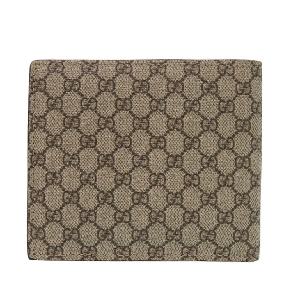 美品 グッチ 231951 GGスプリーム ブラウン 二つ折り財布 0260【中古】GUCCI