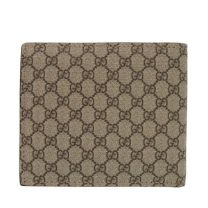 美品 グッチ 231951 GGスプリーム ブラウン 二つ折り財布 0260【中古】GUCCI