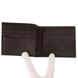 美品 グッチ 231951 GGスプリーム ブラウン 二つ折り財布 0260【中古】GUCCI