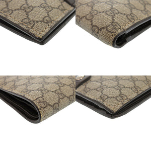美品 グッチ 231951 GGスプリーム ブラウン 二つ折り財布 0260【中古】GUCCI