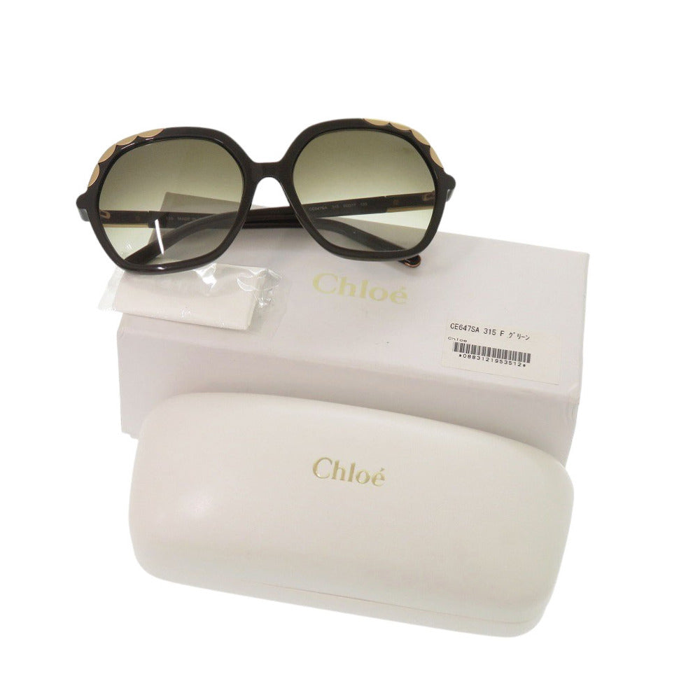 新品同様 クロエ CE647SA プラスチック グリーン ブラウンサングラス 0266【中古】Chloe