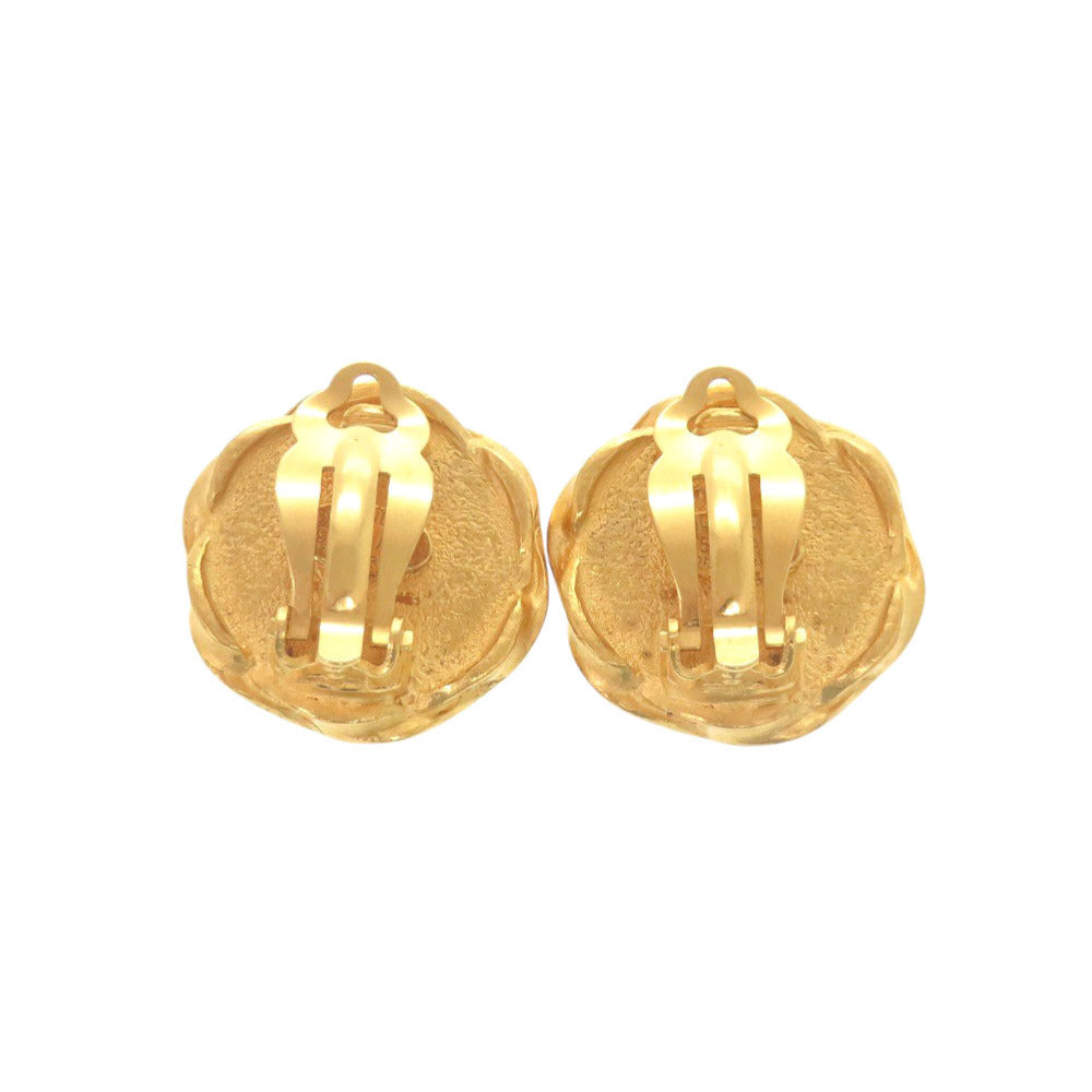 美品 シャネル ヴィンテージ ココマーク メタル ゴールド ブラック イヤリング 0269【中古】CHANEL