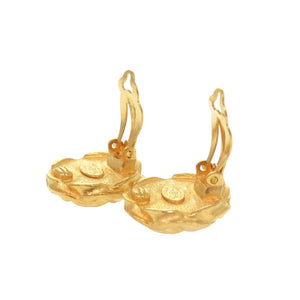 美品 シャネル ヴィンテージ ココマーク メタル ゴールド ブラック イヤリング 0269【中古】CHANEL