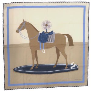 美品 エルメス カレ65 サーフィンファン Surfing Fan シルク ベージュ スカーフ 0272【中古】HERMES