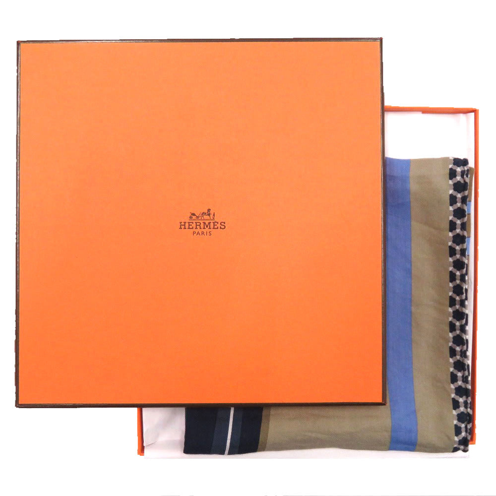 美品 エルメス カレ65 サーフィンファン Surfing Fan シルク ベージュ スカーフ 0272【中古】HERMES