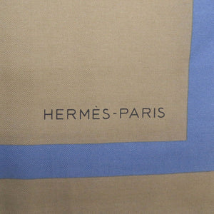 美品 エルメス カレ65 サーフィンファン Surfing Fan シルク ベージュ スカーフ 0272【中古】HERMES
