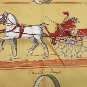 美品 エルメス カレ70 空飛ぶカレ Carrick a Pompe カリック ア ポンプシルク ホワイト ブラウン レッド スカーフ 0274【中古】HERMES