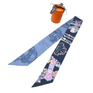 新品同様 エルメス ツイリー ブリッド ドゥ ガラ アン フルール スカーフ シルク ネイビー/マルチカラー 0284【中古】HERMES