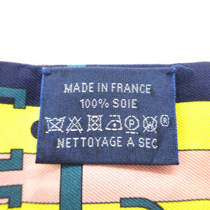 新品同様 エルメス ツイリー ロカバール 馬 ベルト スカーフ シルク ネイビー/グレージュ/イエロー 0285【中古】HERMES