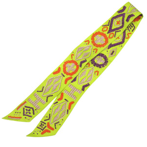 エルメス ツイリー ケリー アン ペルル KELLY EN PERLES Hロゴ シルク イエロー パープル オレンジ スカーフ 0333【中古】HERMES