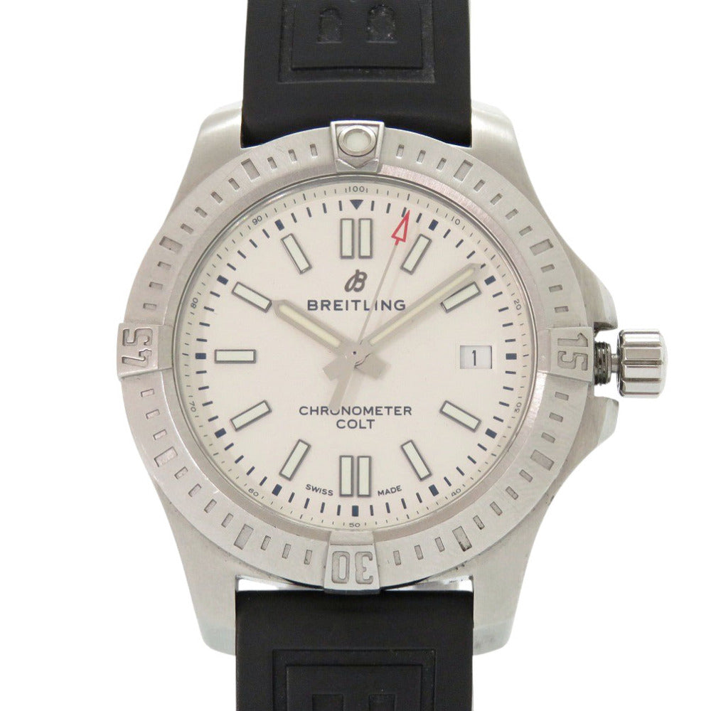 ブライトリング コルト41 A17313 SS ラバー アイボリー ブラック 自動巻き 腕時計 0419【中古】BREITLING