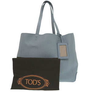 美品 トッズ レザー シボ革 ブルーグレー トートバッグ 0439【中古】TOD’S