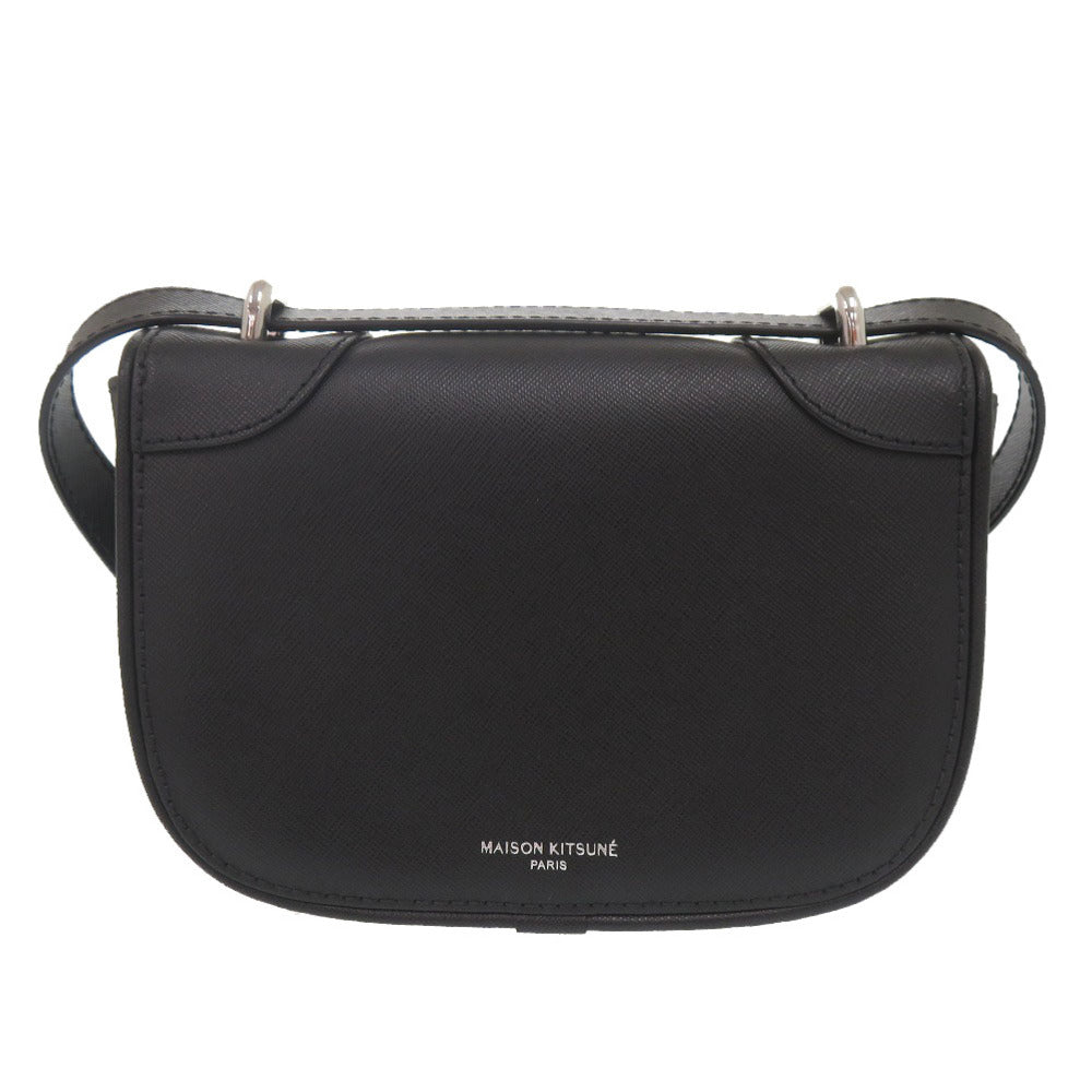 美品 メゾンキツネ MINI BOOGIE レザー ブラック ショルダーバッグ 黒 0445【中古】MAISON KITSUNE