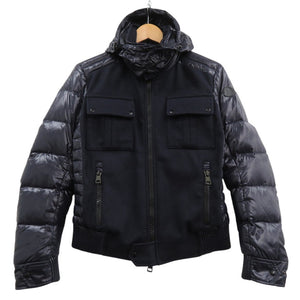 美品 モンクレール ドッキング ダウンジャケット 黒ワッペン ダウン フェザー ネイビー 0448【中古】MONCLER