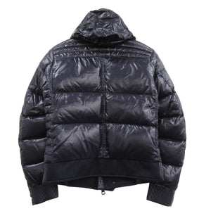 美品 モンクレール ドッキング ダウンジャケット 黒ワッペン ダウン フェザー ネイビー 0448【中古】MONCLER
