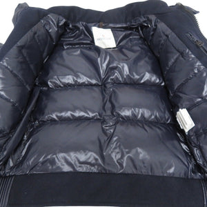 美品 モンクレール ドッキング ダウンジャケット 黒ワッペン ダウン フェザー ネイビー 0448【中古】MONCLER