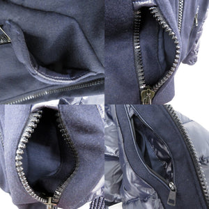 美品 モンクレール ドッキング ダウンジャケット 黒ワッペン ダウン フェザー ネイビー 0448【中古】MONCLER