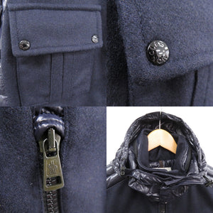 美品 モンクレール ドッキング ダウンジャケット 黒ワッペン ダウン フェザー ネイビー 0448【中古】MONCLER