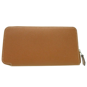 美品 エルメス アザップロングシルクイン 長財布 ヴォーエプソン シルク ブラウン C刻印 0460【中古】HERMES