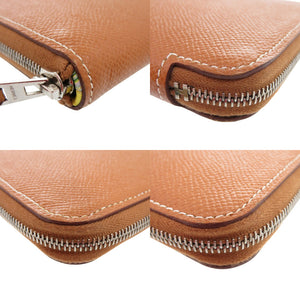 美品 エルメス アザップロングシルクイン 長財布 ヴォーエプソン シルク ブラウン C刻印 0460【中古】HERMES