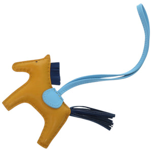 美品 エルメス ロデオPM ジョーヌドール セレステ ブルードマルト アニョーミロ D刻印 バッグチャーム 0462 【中古】 HERMES