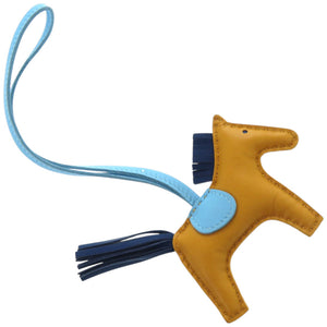 美品 エルメス ロデオPM ジョーヌドール セレステ ブルードマルト アニョーミロ D刻印 バッグチャーム 0462 【中古】 HERMES