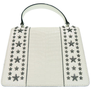 美品 ジミーチュウ スタースタッズ ピクシストップハンドルバッグ 2WAY ハンドバッグ 型押しレザー ホワイト 0502【中古】JIMMY CHOO