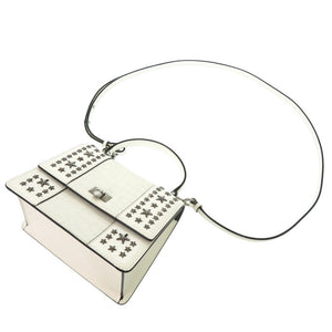 美品 ジミーチュウ スタースタッズ ピクシストップハンドルバッグ 2WAY ハンドバッグ 型押しレザー ホワイト 0502【中古】JIMMY CHOO