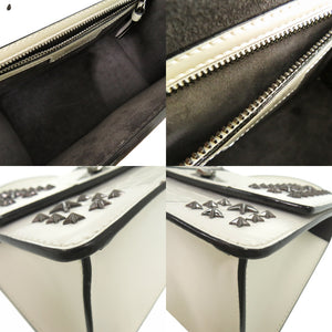 美品 ジミーチュウ スタースタッズ ピクシストップハンドルバッグ 2WAY ハンドバッグ 型押しレザー ホワイト 0502【中古】JIMMY CHOO