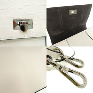 美品 ジミーチュウ スタースタッズ ピクシストップハンドルバッグ 2WAY ハンドバッグ 型押しレザー ホワイト 0502【中古】JIMMY CHOO