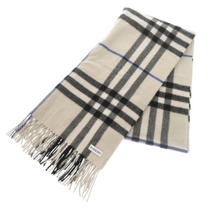 美品 バーバリー チェック カシミヤ グレー マフラー 0503【中古】BURBERRY