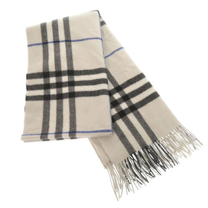 美品 バーバリー チェック カシミヤ グレー マフラー 0503【中古】BURBERRY