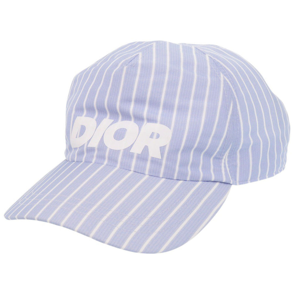 美品 クリスチャンディオール ベースボールキャップ ストライプ 483C900AB067 ブルー 帽子 青 0523【中古】Christian Dior メンズ
