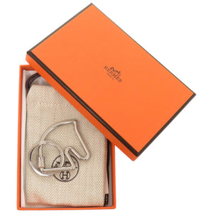 美品 エルメス キーリング シュバル メタル シルバー キーホルダー 0526【中古】HERMES