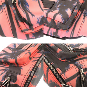 美品 サンローランパリ パームツリー柄 581375 ナイロン ピンク オレンジ ボディバッグ 0529【中古】SAINT LAURENT PARIS メンズ