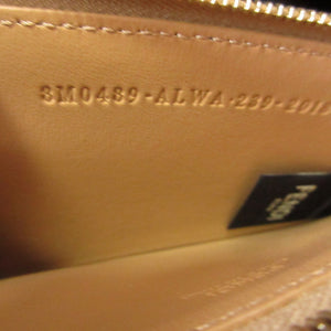 美品 フェンディ FFダイヤモンド 8M0489 レザー ベージュ カードケース コインケース フラグメントケース 0563【中古】FENDI