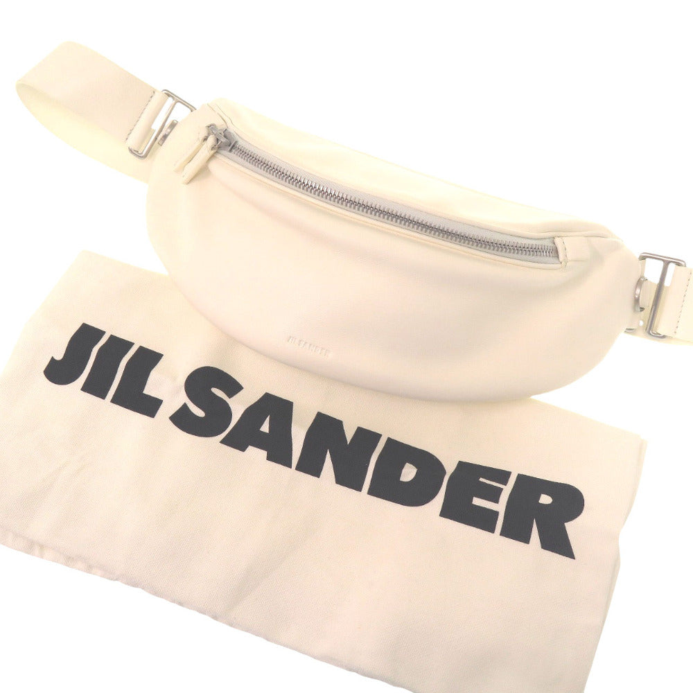 美品 ジルサンダー ムーンベルトバッグ MOON BELT BAG シルバー金具 ボディバッグ レザー ホワイト 0566【中古】JIL SANDER