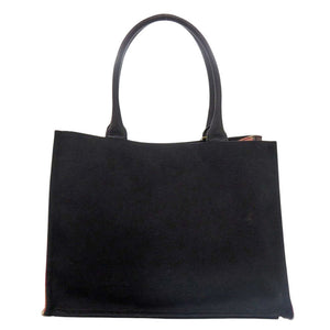 美品 ブルーレーベル スクエアトート チェック キャンバス ブラック トートバッグ 黒 0571【中古】BURBERRY BLUE LABEL