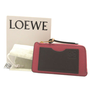 美品 ロエベ アナグラム レザー ピンク ブラウン 茶 コインケース フラグメントケース 0582【中古】LOEWE