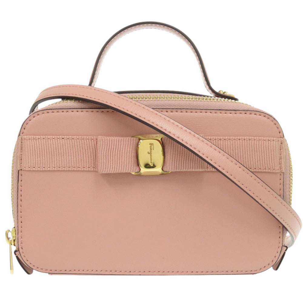 美品 サルヴァトーレフェラガモ 2WAY ヴァラリボン レザー ピンク ショルダーバッグ 0588【中古】Salvatore Ferragamo