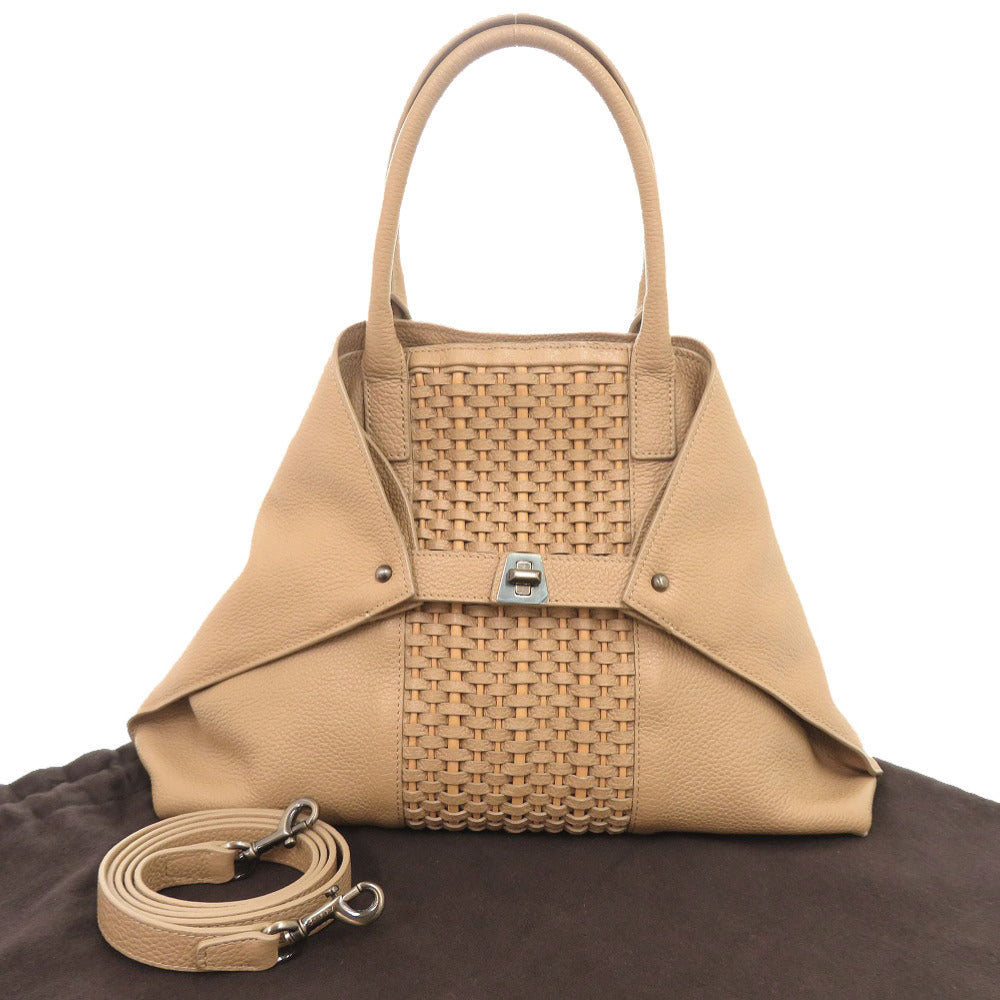 美品 アクリス Ai アイ レザー ベージュ 2WAY ハンドバッグ ショルダーバッグ 0589【中古】Akris