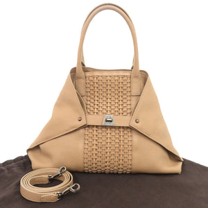 美品 アクリス Ai アイ レザー ベージュ 2WAY ハンドバッグ ショルダーバッグ 0589【中古】Akris